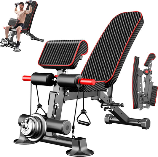 Adjustable Weight Bench - Utility Weight Benches for Full Body Workout, Foldable Flat