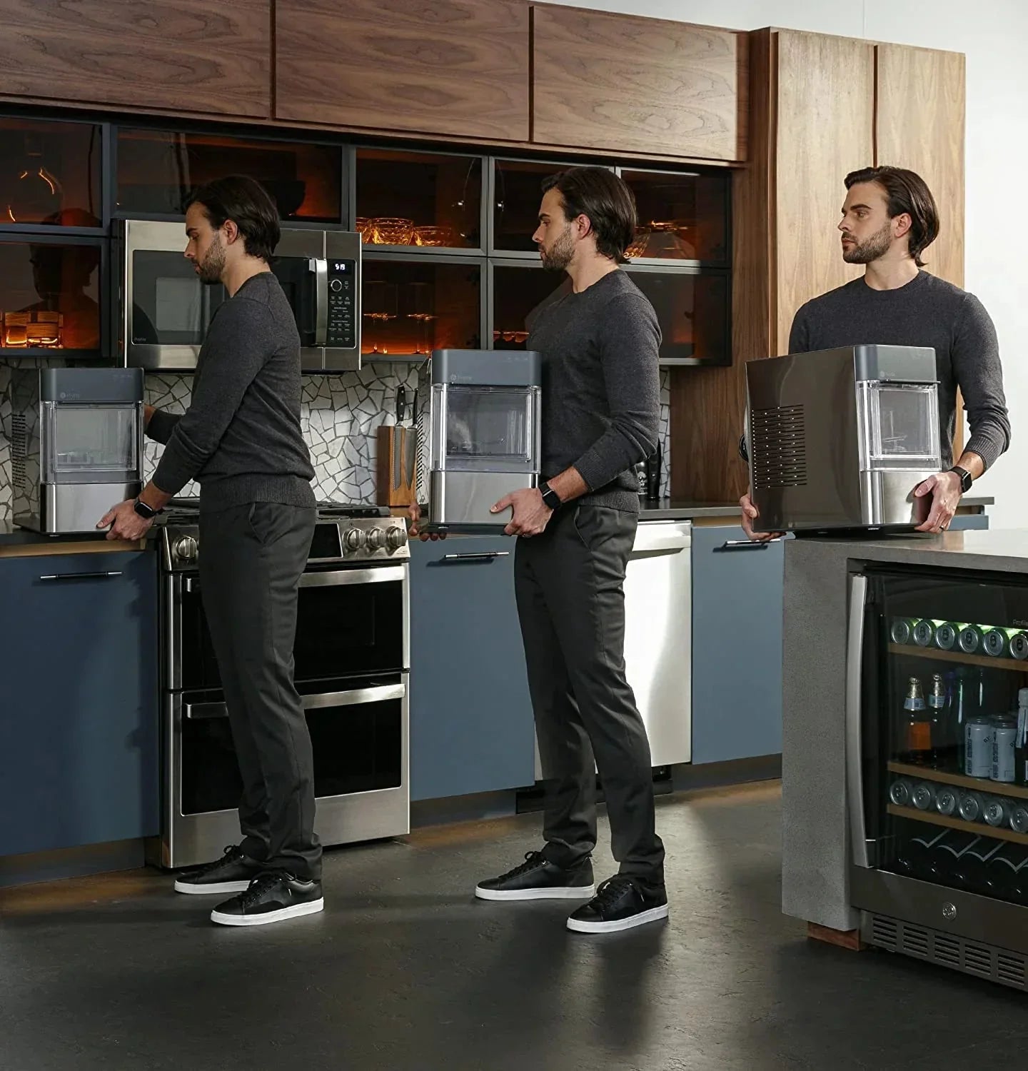 Countertop Nugget Ice Maker | Ice Machine with WiFi Connectivity | Smart Home Kitchen Essentials | Black Stainless