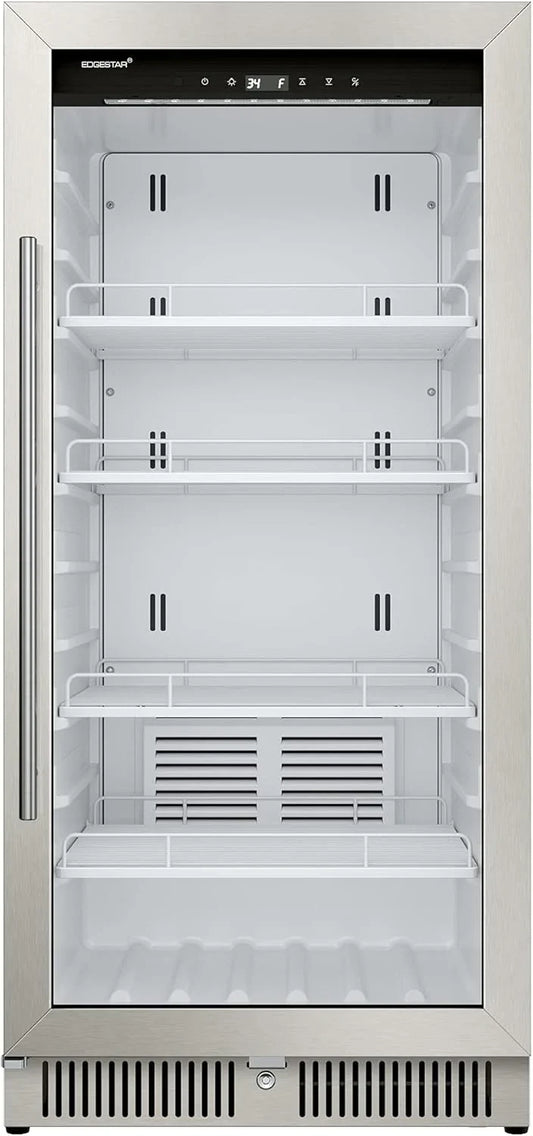 EdgeStar VBM101 22" Wide 10.1 Cu. Ft. Commercial Beverage Merchandiser – Stainless Steel, Temp Alarm, Reversible Door