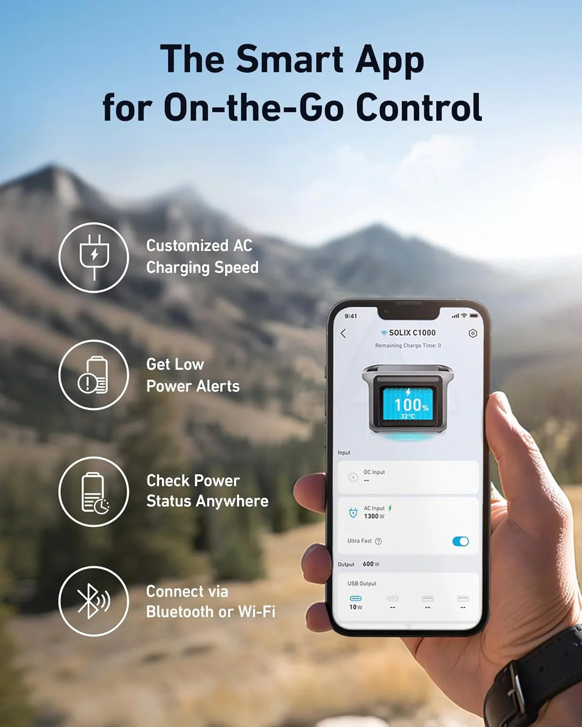 Anker SOLIX C1000 Portable Power Station with 200W Solar Panel, 1800W Solar Generator, 1056wh LFP (LiFePO4) Battery, 6 AC Outlets, Up to 2400W for Home, Power Outages, and Outdoor Camping