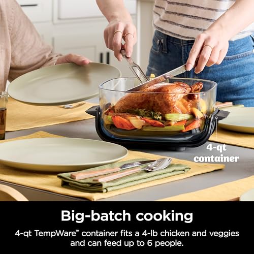 Ninja Crispi 4 in 1 Portable Glass Air Fryer Cooking System, 4QT & 6 Cup Glass Containers with Storage Lids, Easy Meals, Microwave, Freezer & Dishwasher Safe, Air Fry, Bake & More, Cyberspace, FN101GY : Home & Kitchen