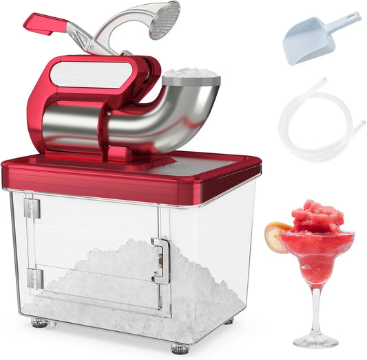 660-pound-per-hour commercial ice cube crusher, 300-watt ETL-certified electric ice cone machine, equipped with double blades, safety on/off button, 120-volt stainless steel ice cream maker, suitable for home restaurants, bars (gray)