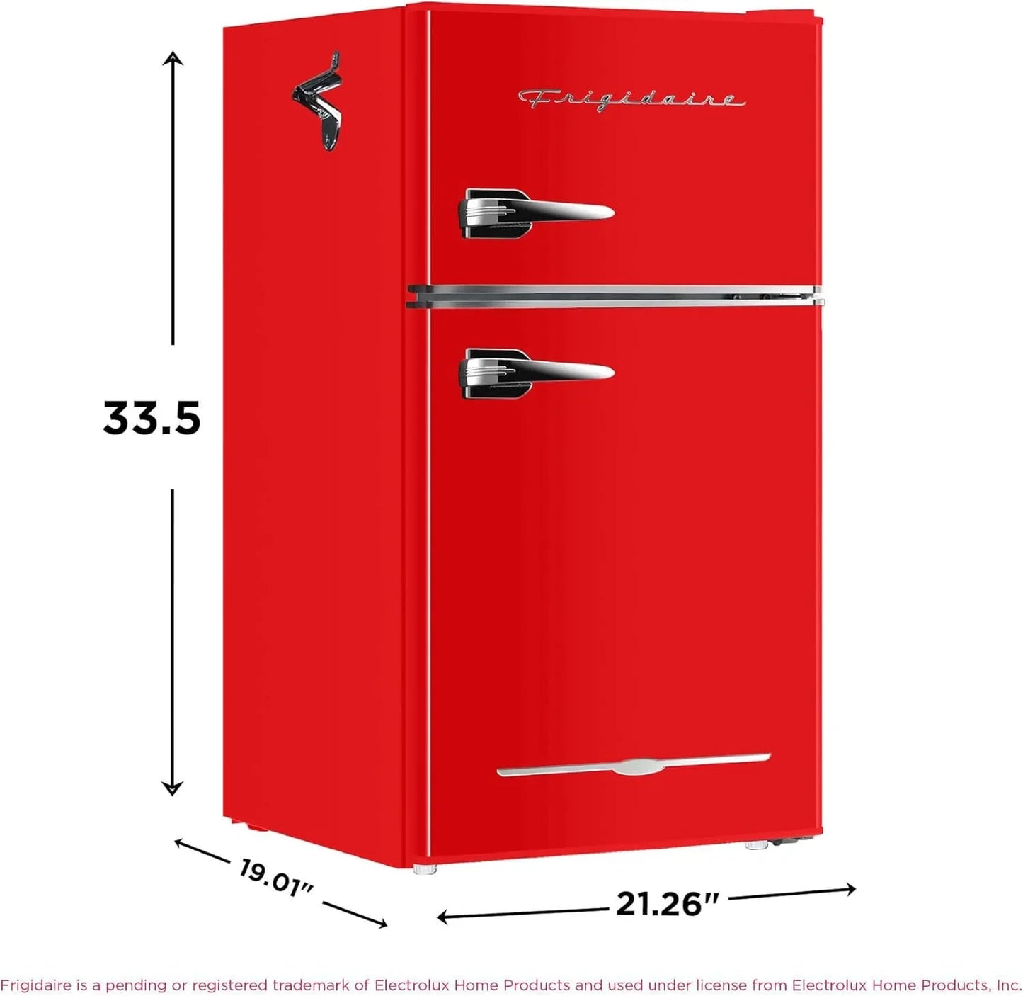 Frigidaire Retro Mini Fridge with Freezer & Side Bottle Opener-Small 2 Door Refrigerator for Office Bar or College Dorm Room-3.1 Cu Ft – 19”"D x 20.5" W x 33.5" H