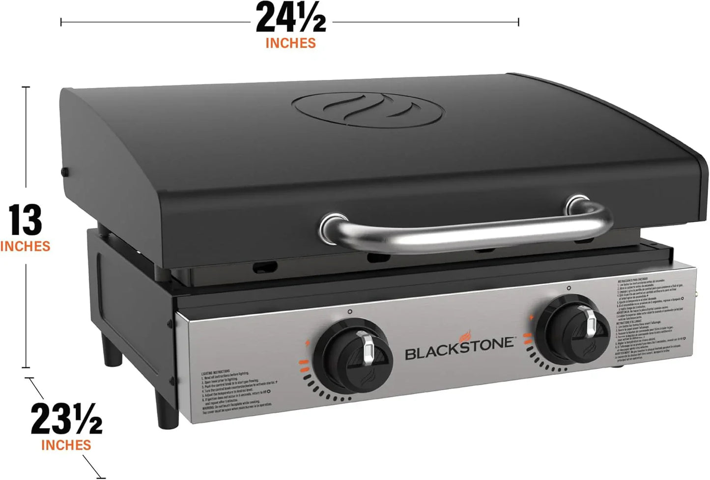 Blackstone 1666 22” Tabletop Griddle with Stainless Steel Faceplate, Powder Coated Steel, Black