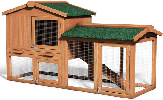 Large chicken coop, wooden hen house, outdoor backyard rabbit cage with ventilation door, detachable tray and slope, chicken nesting box (58 inches) (58 inches long x 21 inches wide x 34 inches high)