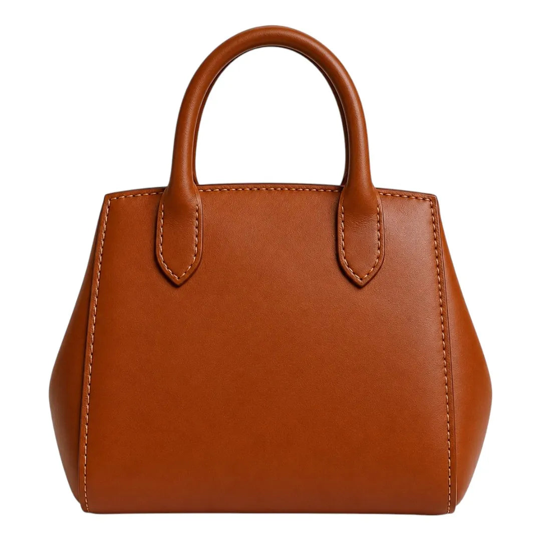 Teds Formal Wear Classic Brown Leather Handbag – Elegant Top Handle Purse for Women