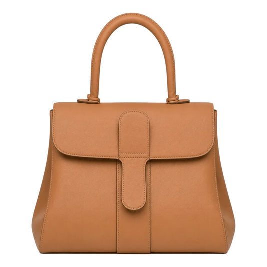 Teds Formal Wear Elegant Tan Leather Handbag for Women – Classic Top Handle Bag