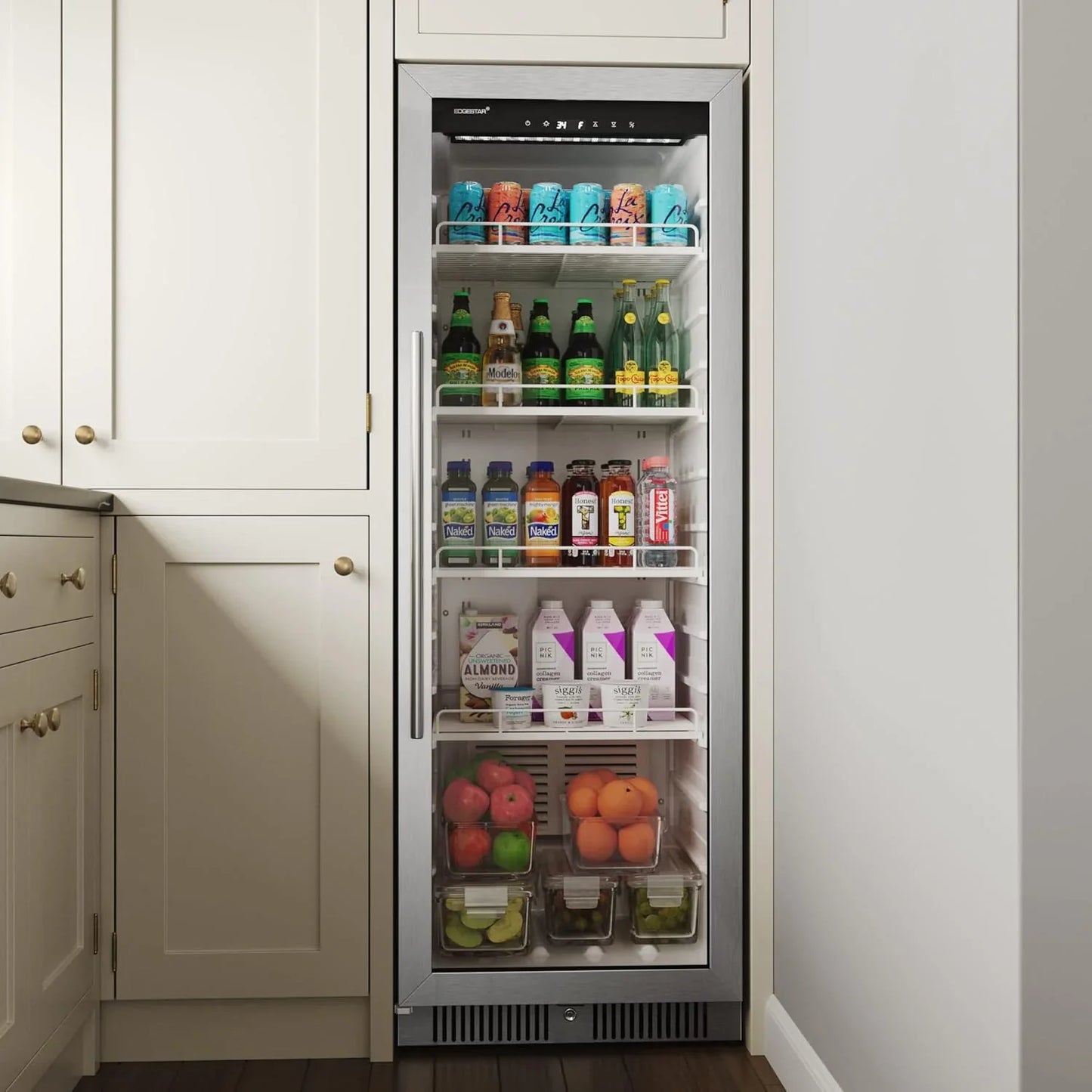 EdgeStar VBM101 22" Wide 10.1 Cu. Ft. Commercial Beverage Merchandiser – Stainless Steel, Temp Alarm, Reversible Door