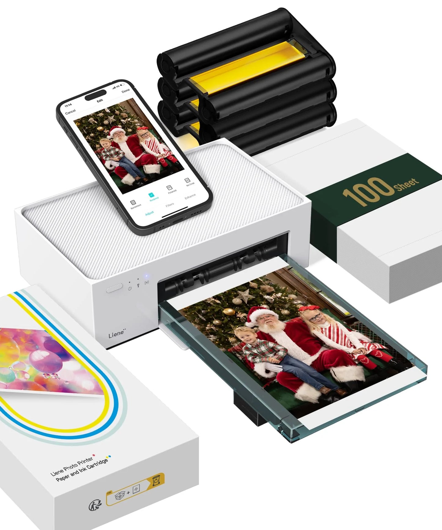 Liene 4�6 Photo Printer with Wi-Fi, 100 Sheets, Thermal-Dye Sublimation, for iPhone & Android