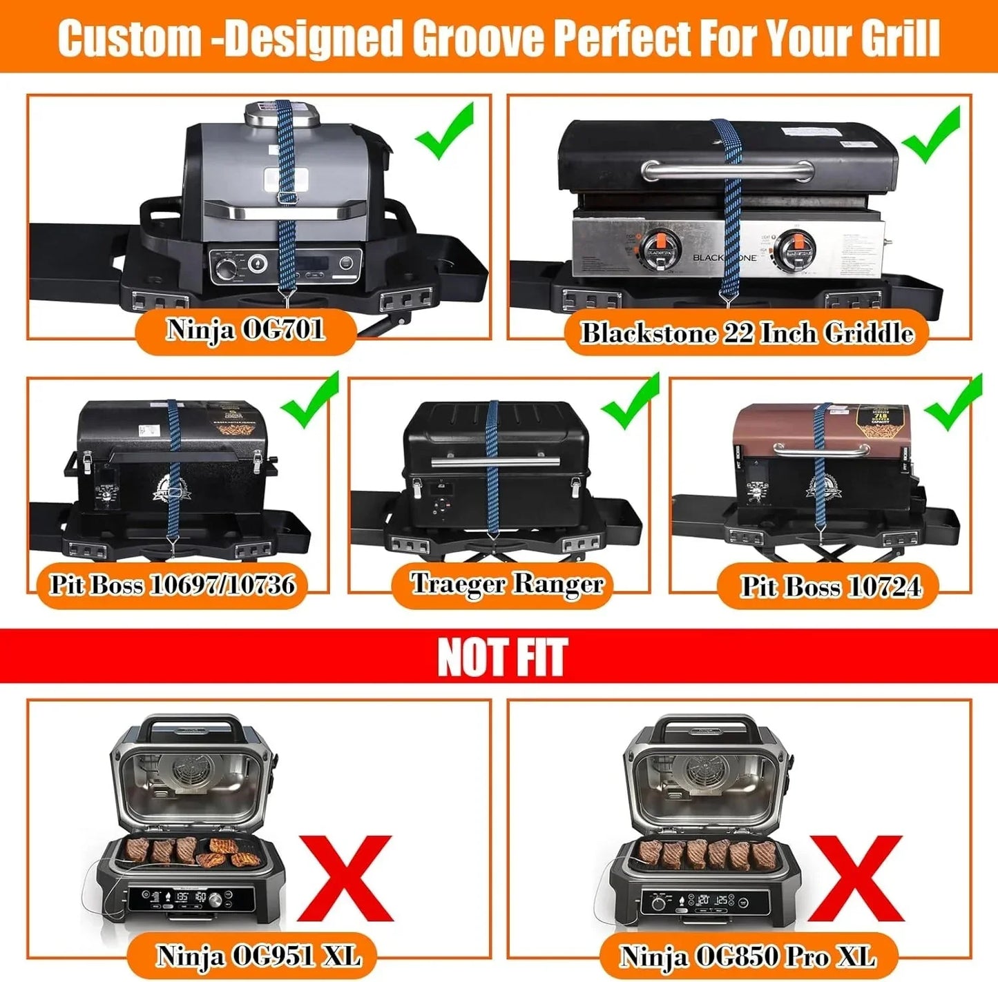 Collapsible Grill Stand for Ninja Woodfire Grill, Traeger, Pit Boss, and 22" Blackstone Griddle